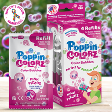 Load image into Gallery viewer, PoppinColorz Pink Pizzaz Color Bubbles - 4-pack Refills