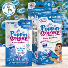 Load image into Gallery viewer, PoppinColorz Blazin' Blue Color Bubbles - 4-pack Refills