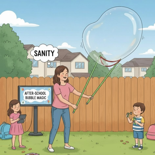 Screens, Snacks, and Sanity: How I Survive After-School Chaos (With a Little Bubble Magic)