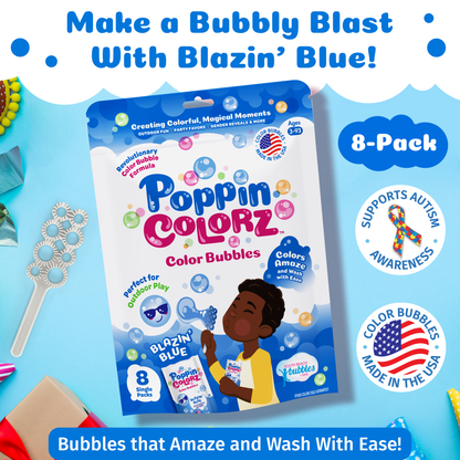 PoppinColorz Blazin' Blue Color Bubbles - 8 Party Favors