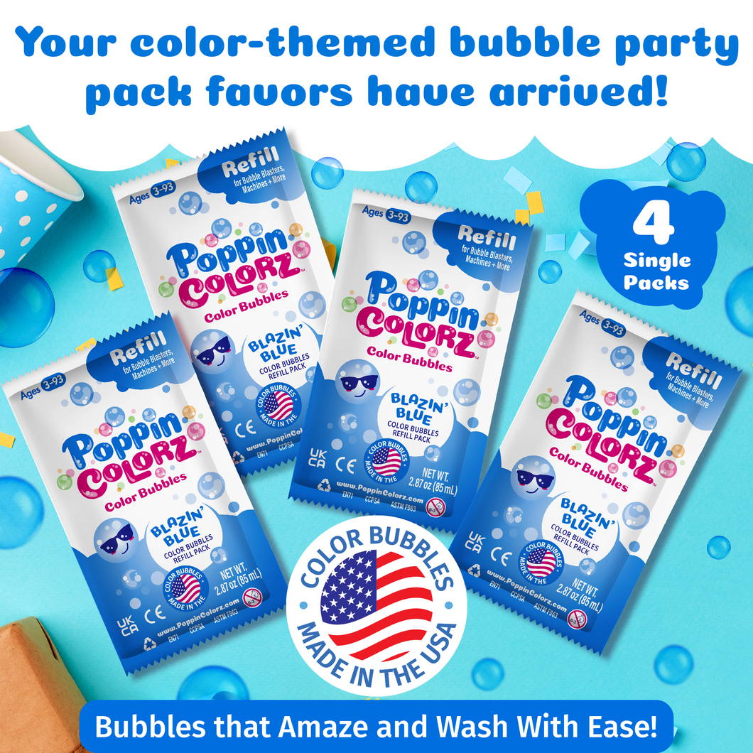 PoppinColorz Blazin' Blue Color Bubbles - 4-pack Refills