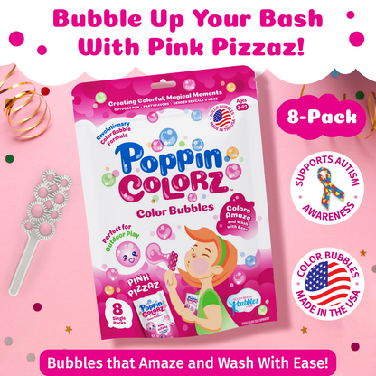 PoppinColorz Pink Pizzaz Color Bubbles - 8 Party Favors