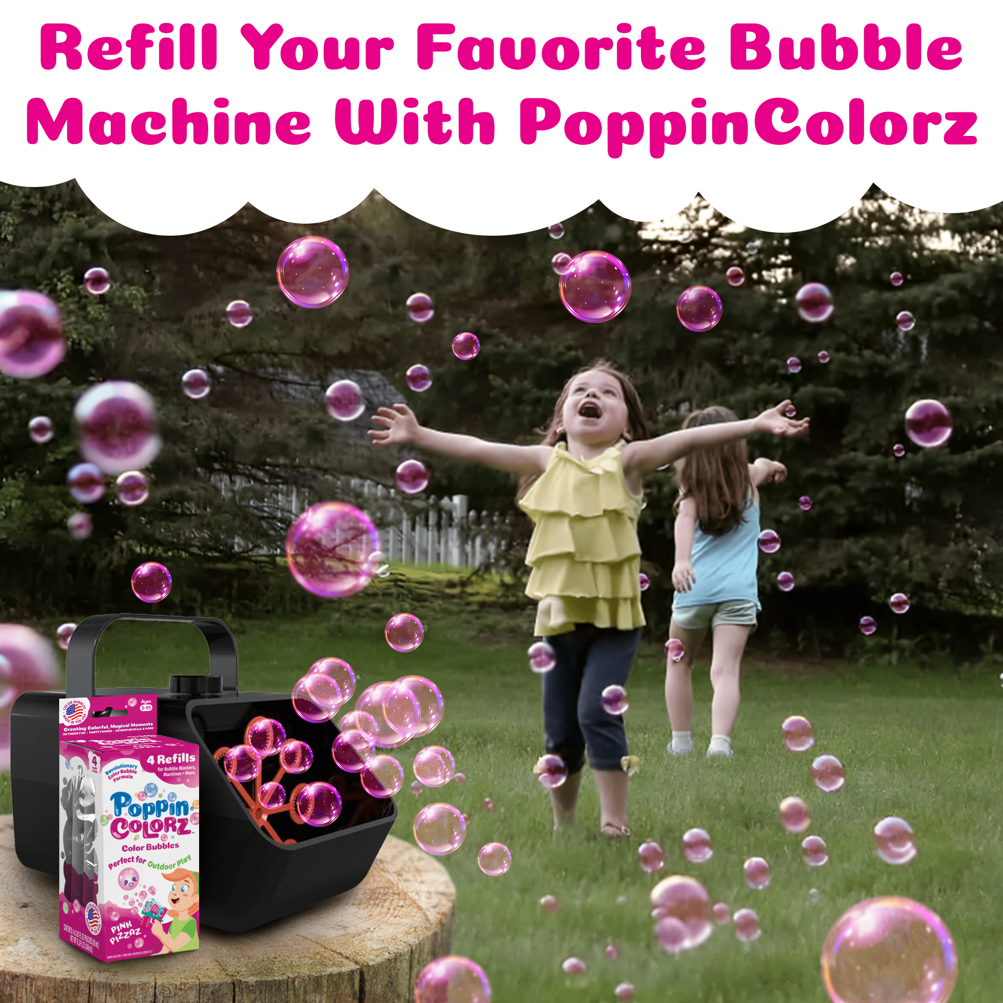 PoppinColorz Pink Pizzaz Color Bubbles - 4-pack Refills – South
