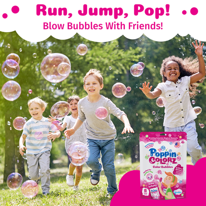 PoppinColorz Pink Pizzaz Color Bubbles - 8 Party Favors