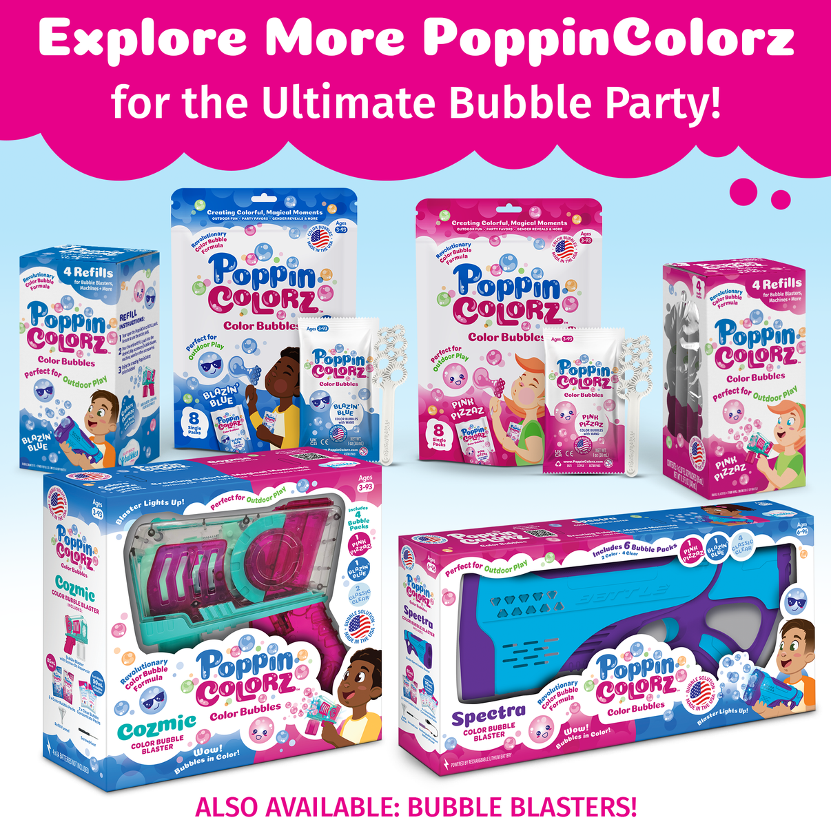 PoppinColorz Pink Pizzaz Color Bubbles - 8 Party Favors – South