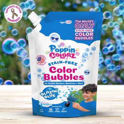 PoppinColorz™️ Stain-Free Color Bubbles Refill – Blazin' Blue 14oz