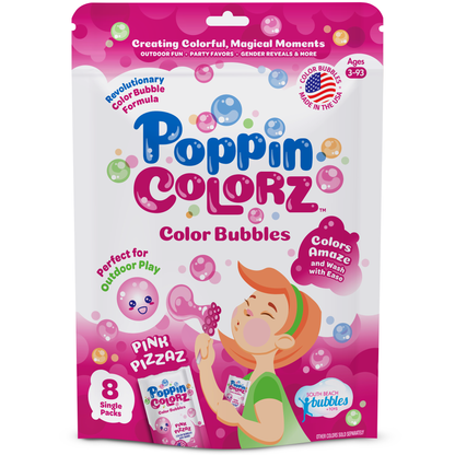 PoppinColorz Pink Pizzaz Color Bubbles - 8 Party Favors