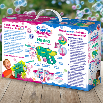 PoppinColorz Hydra: 2-in-1 Water Blaster & Color Bubble Blaster