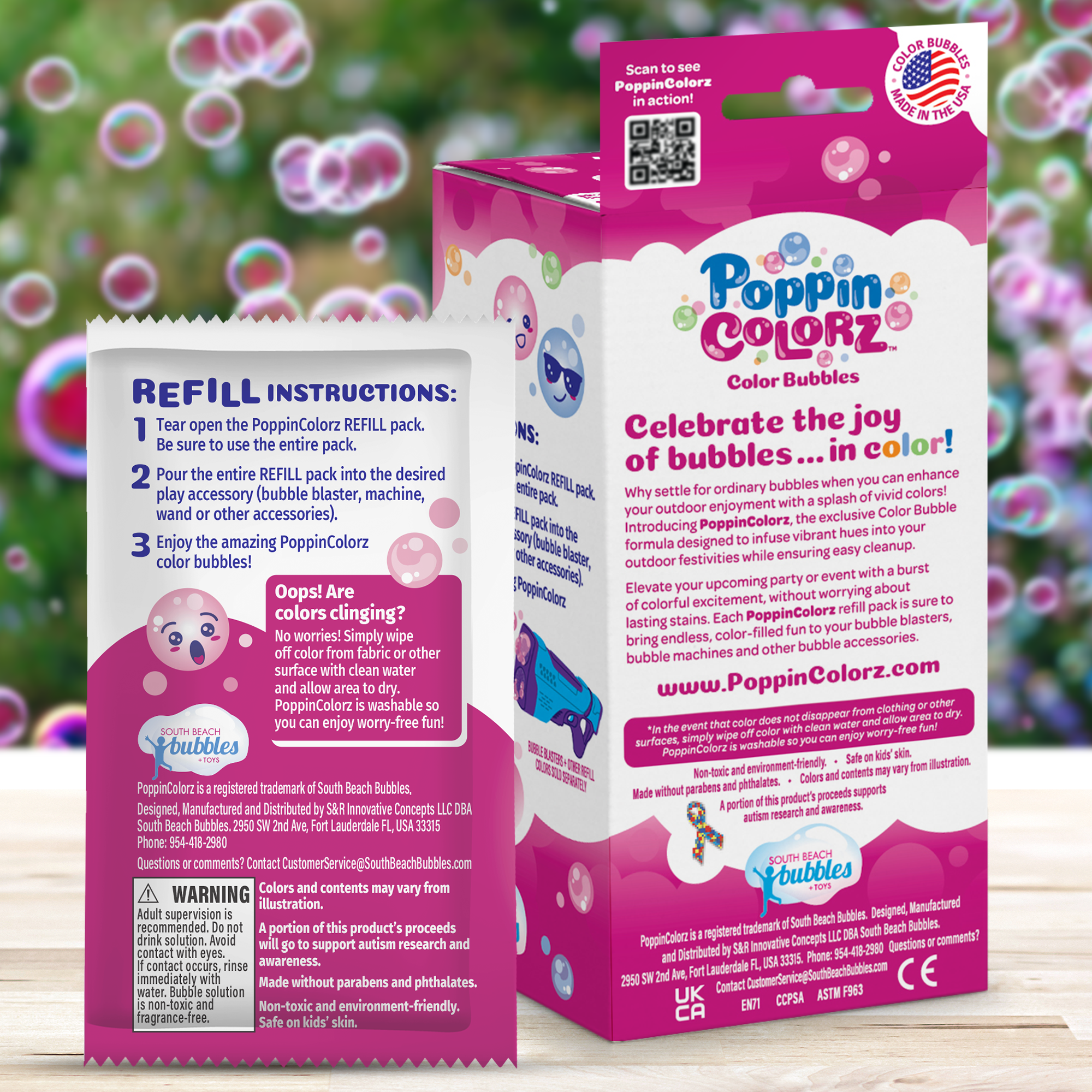 PoppinColorz Pink Pizzaz Color Bubbles - 4-pack Refills – South