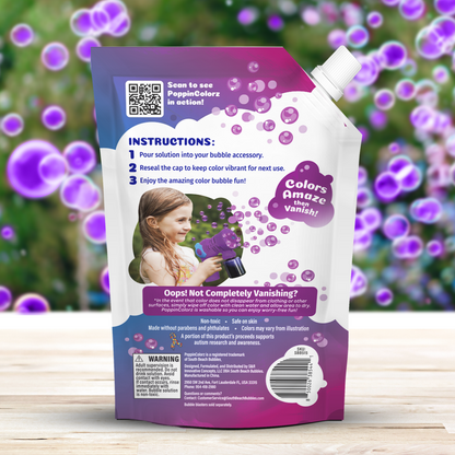 PoppinColorz™️ Stain-Free Color Bubbles Refill – Prismatic Purple 14oz