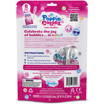PoppinColorz Pink Pizzaz Color Bubbles - 8 Party Favors