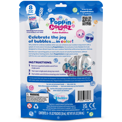 PoppinColorz Blazin' Blue Color Bubbles - 8 Party Favors