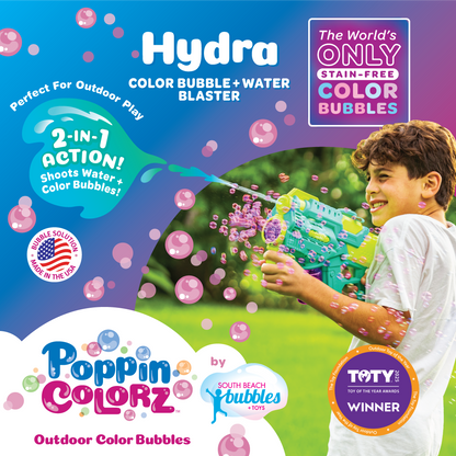 PoppinColorz Hydra: 2-in-1 Water Blaster & Color Bubble Blaster