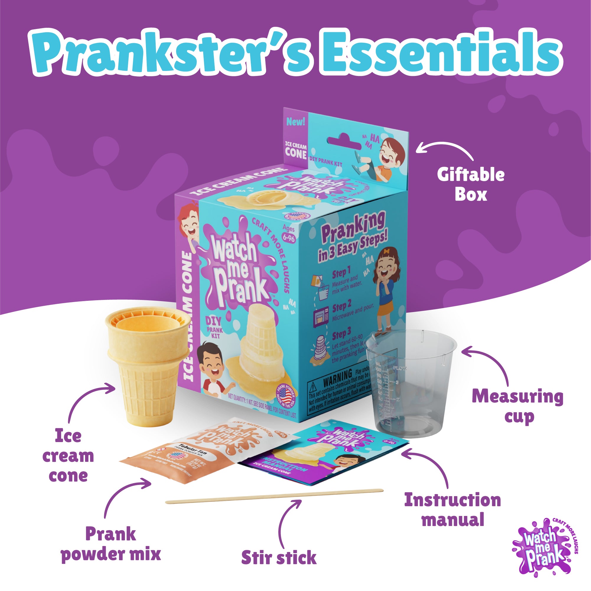 まーです！PRANK PROJECT WatchMePrank DIY Ice Cream Cone Spill Prank kit – South Beach Bubbles