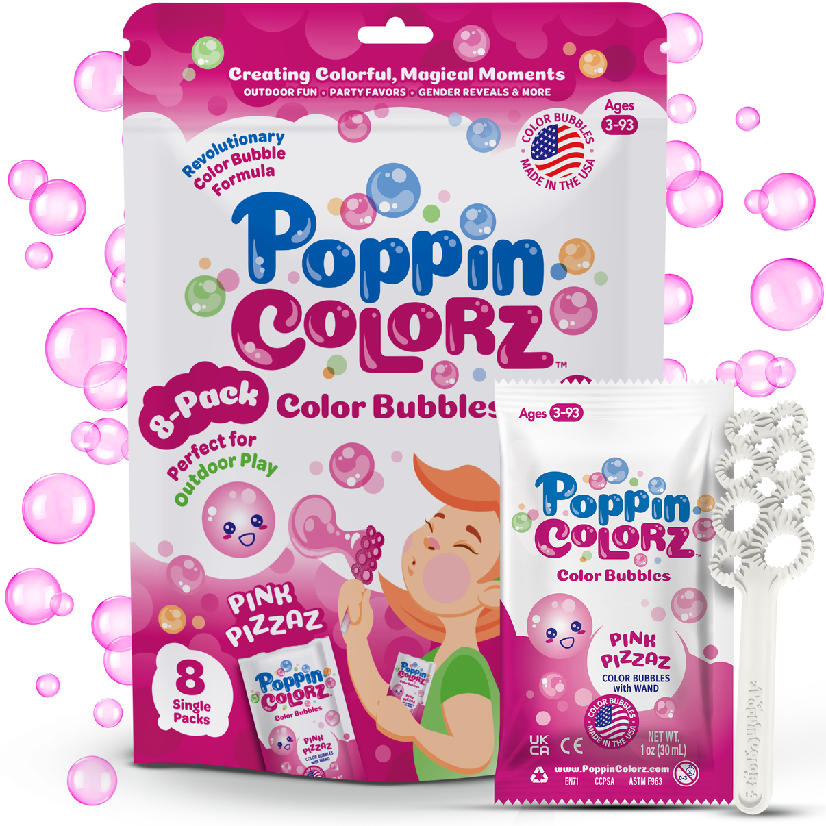 PoppinColorz Pink Pizzaz Color Bubbles - 8 Party Favors – South