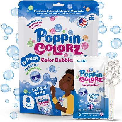 PoppinColorz Blazin' Blue Color Bubbles - 8 Party Favors