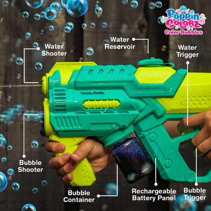 PoppinColorz Hydra: 2-in-1 Water Blaster & Color Bubble Blaster