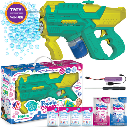 PoppinColorz Hydra: 2-in-1 Water Blaster & Color Bubble Blaster