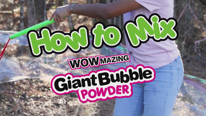 WOWmazing Bubble Powder packets that turn dish detergent into giant bubble solution and make up to 6 gallons for outdoor family fun and bubble play